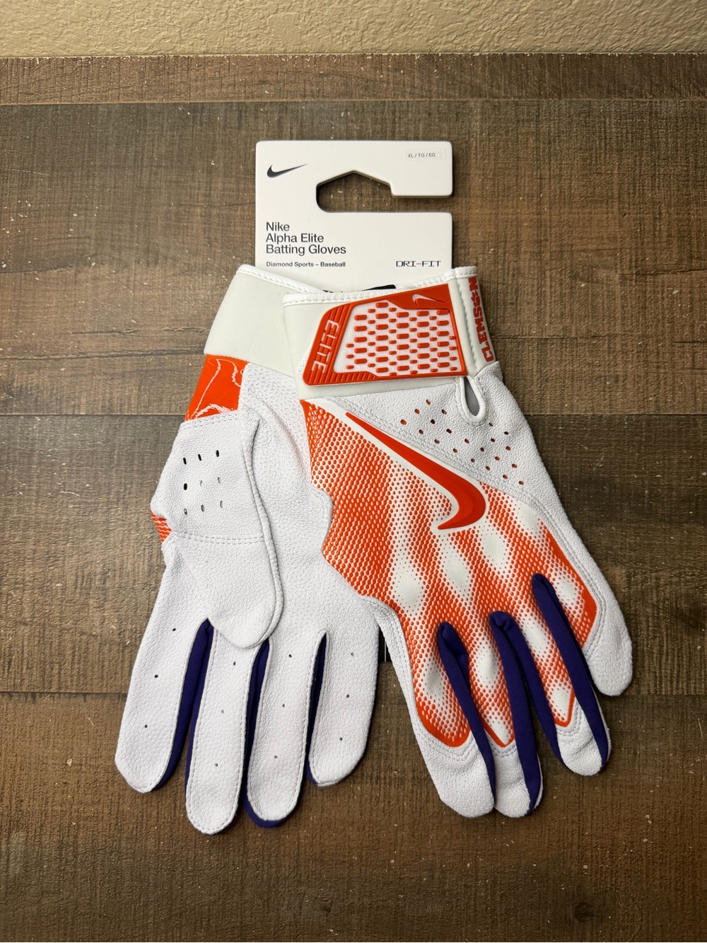 Nike Alpha Elite “Clemson Tigers” Batting Gloves. 
- Size XL Men.